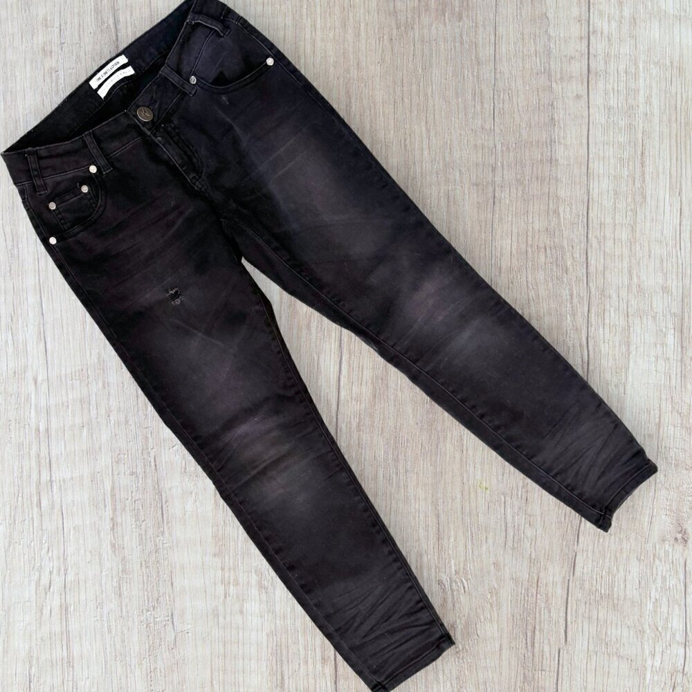 ONE X ONETEASPOON Black Freebird II Low Waist Short Rise Fitted Leg Jeans 26
